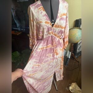 Young Fabulous & Broke Tie-Dye Dress in Pink and Orange